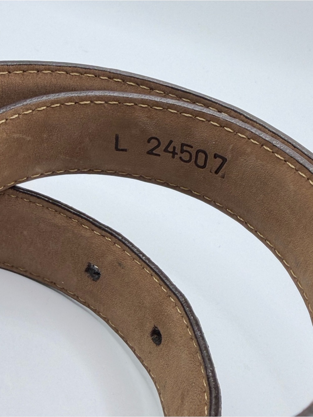 Brighton Dark Brown Leather Belt with Silver Logo Tag - Picture 7 of 9